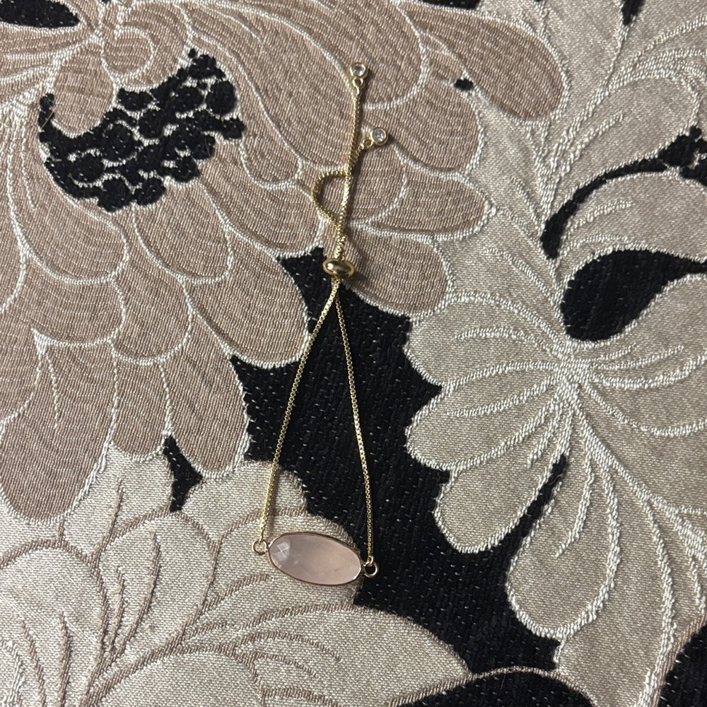 Elegant  Gold Bracelet with Pink Stone